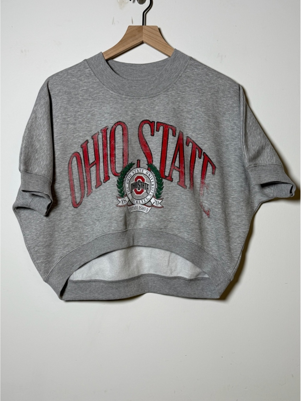 Blue 84 Ohio State Buckeyes cropped sweatshirt gray size M NEW